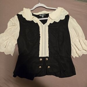 Black and Cream Lace Blouse